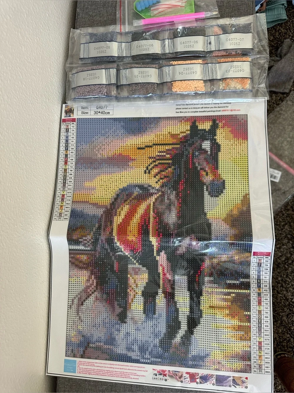 12 in x 16 in - 5D DIAMOND PAINTING KIT majestic horse running against a sunset